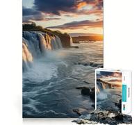 Waterfall Sunset Jigsaw for Teenagers1000 Pieces Mind Boost Game Firm Fit Secure Assembly Bonding Activity for Loved Ones (38x26cm)