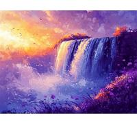 Waterfall Sunset Paint by Numbers for Adults Beginners, Adult Paint by Numbers Canvas Kits, DIY Acrylic Oil Painting by Number, Creative Hobby for Women, Wall Art Home Decor Gifts 20x28in YT6-899
