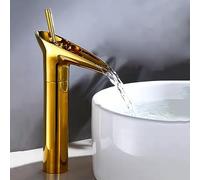 Waterfall Tap Tall 1 Hole Single Lever High Rise Basin Mixer Tap Hot and Cold Tall Sink Taps for Basin Retro Black (Antique) (Antique) LWX
