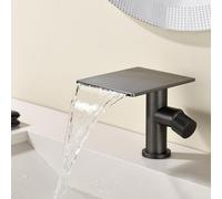 Waterfall Taps for Bathroom Sink Knob Lever Single Hole Basin Mixer Tap Copper,Gun Gray