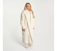 Waterfall Teddy Fleece Cardigan Warm Open Front Wrap Ladies Outwear Pockets - Longer Length OHS Cream S/M