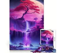 Waterfall Tree Bonsai Neon Adult Jigsaw Puzzle1000 Pieces Analytical Skill Relaxed Leisure Tight Join Winter Gift (38x26cm)