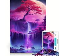 Waterfall Tree Bonsai Neon Jigsaw for Teenagers1000 Pieces Mind Boost Game Firm Fit Secure Assembly Bonding Activity for Loved Ones (38x52cm)