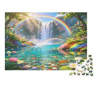 Waterfall Tropical Forest 1000 Piece Jigsaw Puzzle Paper for Adults Rainbow Lake Nature Relaxation Home Decor Gift for Family 70x50cm/1000pcs