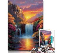 Waterfall View 1000 Piece Jigsaw Puzzles for Teenagers,Challenging Game Gifts for Is Ideal As A Gift for The Whole Family (38x26cm)