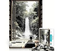 Waterfall View from Library Japanese Jigsaw Puzzle 1000 Think Boost Game Tight Lock No Loose Pieces Interactive Brain Challenge for Home (38x52cm)