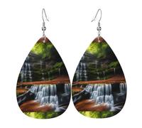 Waterfall View Leather Earring Pairs Teardrop Faux Leather Earrings Set for Women Lightweight Leather Dangle Drop Earrings.