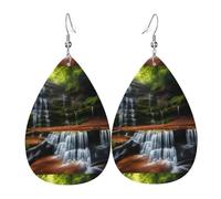 Waterfall View Leather Earring. Stylish teardrop shape, perfect for women, and a great decorative choice for parties and holidays.