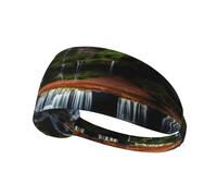 Waterfall View Printed Sports Headbands Wicking Hair Headwraps, Non-Slip Workout Headbands for Gym, Running, Yoga, Tennis