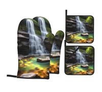 Waterfall Views A 4-Piece Oven mitt and potholder Set Perfect for Baking Cooking Grilling and Kitchen Protection