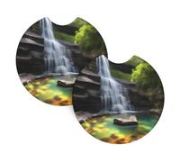 Waterfall Views Car Cup Holder Coasters 2 Pack-Neoprene Absorbent Auto Drink Mats Non-Slip Universal Fit Interior Accessories for Vehicle