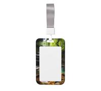 Waterfall Views Card Badge Holder.Sliding Badge Holder with Lanyard, Printed Work ID Card Case