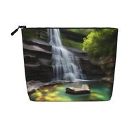 Waterfall Views Hemp Style Makeup Bag - Waterproof Cosmetic Organiser Pouch for Travel Toiletries & Daily Storage