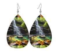 Waterfall Views Leather Earring Pairs Teardrop Faux Leather Earrings Set for Women Lightweight Leather Dangle Drop Earrings.