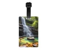 Waterfall Views Luggage Tag PVC Waterproof Durable Light Bag Tag with Detachable Wristband for Easy Identification