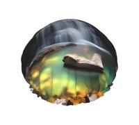 Waterfall Views Print Shower Cap - Reusable, Double Layer, Breathable, Quick-Dry, Perfect for Home, Spa, Hotel, and Travel