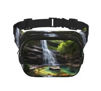 Waterfall Views Square Double-Layer Waist Bag for Outdoor Activities Such as Sports, Travel, Hiking, Cycling