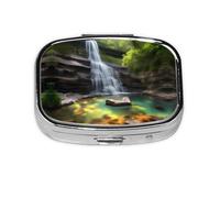 Waterfall Views Square mini Pill Box, Travel Pill Box, can be Put into Wallet or Pocket to Store a Variety of Small Items