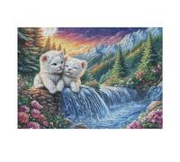 Waterfall White Tiger 300 Pieces Jigsaw Puzzles Animal Pet Wildlife For Men Educational Decompression Adults Anxiety Memory Care Mothers Valentines Gift Eco Friendly Material 300 PCS
