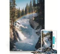 Waterfall with Rainbow in Forest Setting Jigsaw for Teenagers1000 Pieces Mind Boost Game Firm Fit Secure Assembly Bonding Activity for Loved Ones (38x52cm)