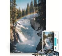 Waterfall with Rainbow in Forest Setting Jigsaws for Adults1000 Pieces Brain Memory Game Fine Cut Premium Finishing Engaging Way to Pass Free Hours (38x26cm)
