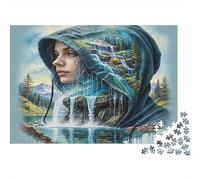 Waterfall Woman 1000 Piece Jigsaw Puzzle for Adults, Eco-Friendly Cardboard, Face Merged with Waterfall, Mental Workout Activity, Develops Patience & Hand-Eye Coordination, Home Wall Art 70x50cm/1000p
