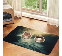 Waterfalls and Fog in a Fantasy World Pet Feeding Mat Dog Cat Eating Food Absorbent Leather Tablecloth for and Water Bowl Waterproof No Stains Quick Dry Non-Slip 17.72 * 11.8IN