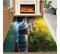 Waterfalls Area Rug 140x200cm Streams Machine Washable Carpet Rug Natural Landscapes Non Slip Soft Indoor Rug Carpets Floor Mat for Living Room Bedroom
