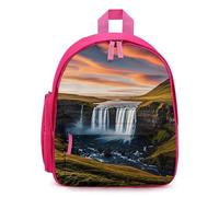 Waterfalls in The Sunset Sky Backpack for Men Women, Durable Small Bookbag Lightweight Daypack for Travel, Hiking, Pink-style, One Size, Daypack Backpacks