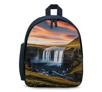 Waterfalls in The Sunset Sky Backpack for Men Women, Durable Small Bookbag Lightweight Daypack for Travel, Hiking, Blue-style, One Size, Daypack Backpacks