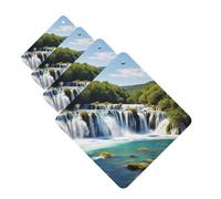 Waterfalls on Krka River Car Air Fresheners Cards Set of 4 Pieces Hanging Scented Cards for Wardrobe Bathroom Car Aromatherapy Tablets Rearview Mirror Pendant Car Fresheners Long Lasting