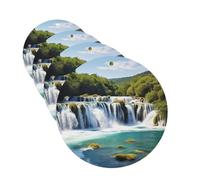 Waterfalls on Krka River Car Air Fresheners Cards Set of 4 Pieces Hanging Scented Cards for Wardrobe Bathroom Car Aromatherapy Tablets Rearview Mirror Pendant Car Fresheners Long Lasting