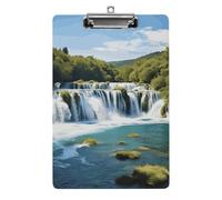 Waterfalls on Krka River Clipboard Retractable Hanging Tab Clip Board Plastic Clipboard Nursing Clipboards Nurse, Doctor, Cute Design for Standard Size 12.5 X 8.5Inch