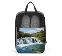Waterfalls on Krka River Shoe Bag Travel Shoe Organizer Water-Resistant Shoe Pouch with Zipper Sneaker Dust Bag, gray, One Size, Modern