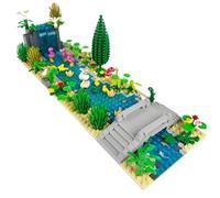 Waterfalls Pools Building Block Set B, Farm Animal Building Toys, Bridge Piers, Pools, Trees, Ducks, Waterfalls, Compatible with Lego 853792 Accessory for Ages 6-12, XHBB0004