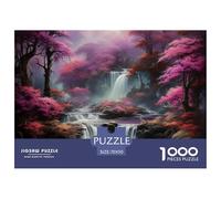 Waterfalls Puzzle 1000 Piece Pink - Purple Forest Puzzles Family Puzzle Game Have Fun Learning 100% Recycled Cardboard for Adults And Children 70x50cm/1000pcs