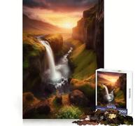 Waterfalls Sunset 1000 Piece Jigsaw Puzzle for Teenagers Smart Training Cozy Pastime Flawless Cut Bday Surprise (38x52cm)