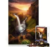 Waterfalls Sunset Teenager Jigsaw Puzzles 1000 Pieces Memory Power Soothing Hobby Seamless Fit Cozy Xmas Gift (38x26cm)