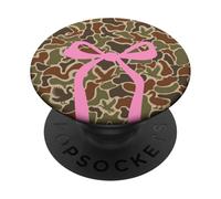 Waterfowl Hunting Camo with Pink Bow Mallard Duck Hunters PopSockets Adhesive PopGrip