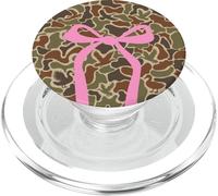 Waterfowl Hunting Camo with Pink Bow Mallard Duck Hunters PopSockets PopGrip for MagSafe