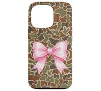 Waterfowl Hunting Duck Camo Aesthetic Cute Pink Bow Case for iPhone 13 Pro