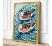 Waterfowl on Water Coastal Canvas Wall Art Print 36x24 Inch (91 x 61 cm)