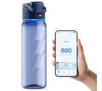 WATERH 32 oz Blue Smart Water Bottle with Reminder, Tracking, BPA-Free Plastic, Gym, School, Office