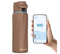 WATERH Boost Smart Water Bottle that Reminds You to Drink, BPA-Free Stainless Steel Vacuum Insulated Bottle, Wide Mouth Water Tracker Bottle with APP, Ideal for Mother's Day, Mocha, 946 ml