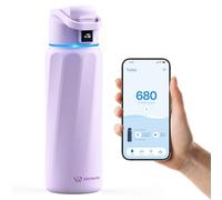 WATERH Boost Smart Water Bottle with Reminder of Water and Water Tracker Bottle, Double Walled Vacuum Insulated Water Bottle, Stainless Steel, Wide Mouth, 32 Oz, Ideal for Gift, Mauve