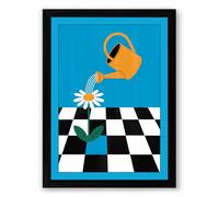 Watering Can at Work Modern Framed Wall Art Print A4 (29.7×21cm) Black, Wall Decor for Living Room, Bedroom, Office & Home, Ready to Hang, Art Gift
