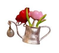 Watering Can Brooch, Gardening Gift for Her, Decorative Pin with Flowers
