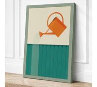 Watering Can in Green Canvas Wall Art Print 18x12 Inch (46 x 30 cm)