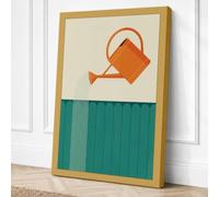 Watering Can in Green Canvas Wall Art Print 18x12 Inch (46 x 30 cm)
