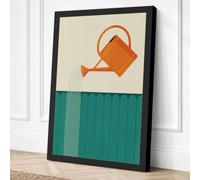 Watering Can in Green Canvas Wall Art Print 18x12 Inch (46 x 30 cm)